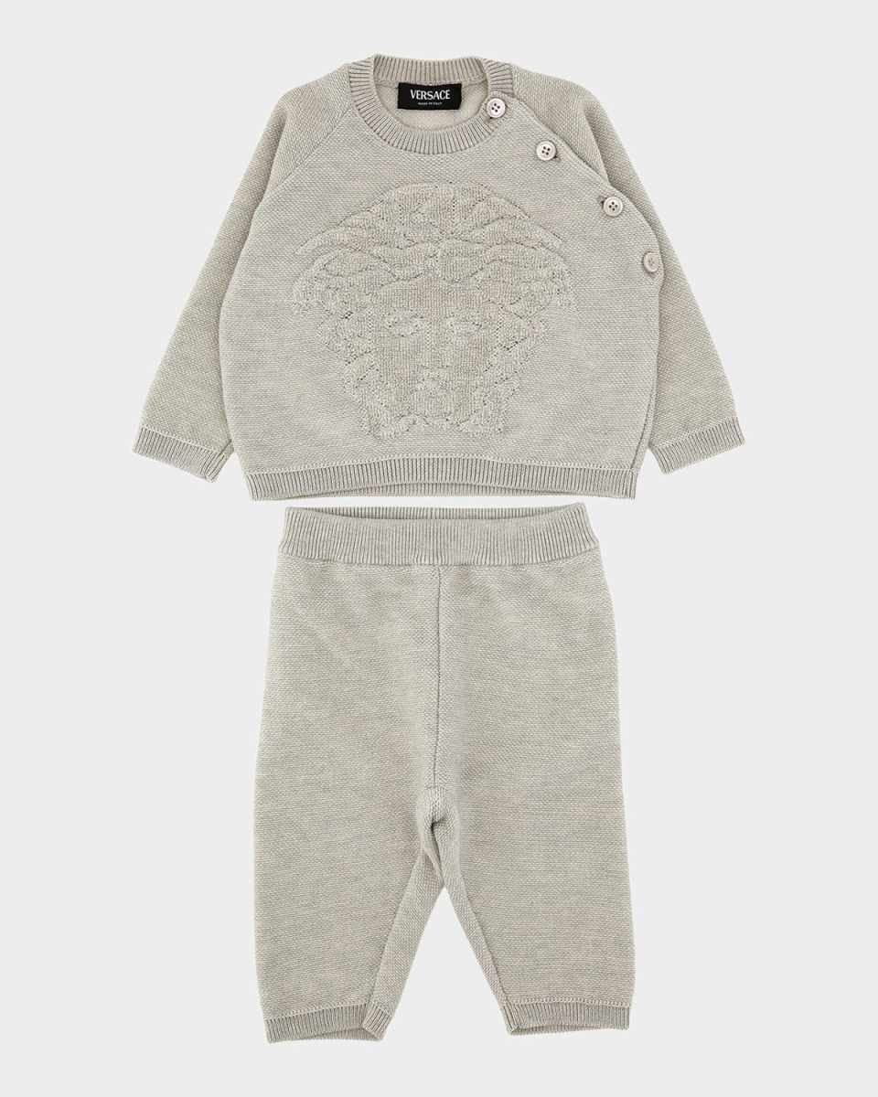 Boy's Embroidered Medusa Knit Top & Pants Set, Size 3M-18